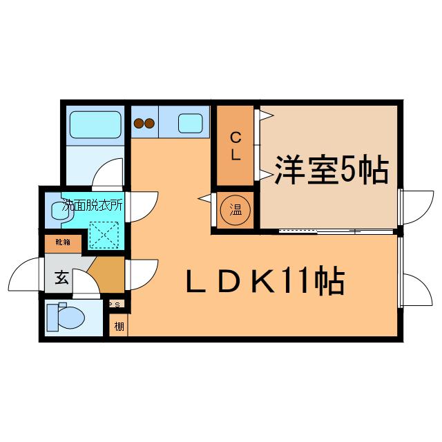 ラグ161W(1LDK/2階)の間取り写真