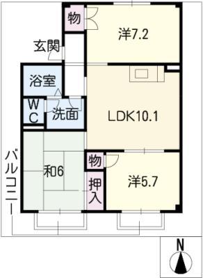 サティスフェール(3LDK/2階)の間取り写真