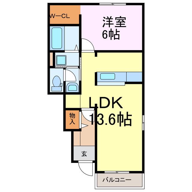 ソレイユ アルカンシェル(1LDK/1階)の間取り写真