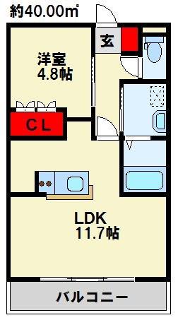 サニーヒルズ タカノス(1LDK/1階)の間取り写真