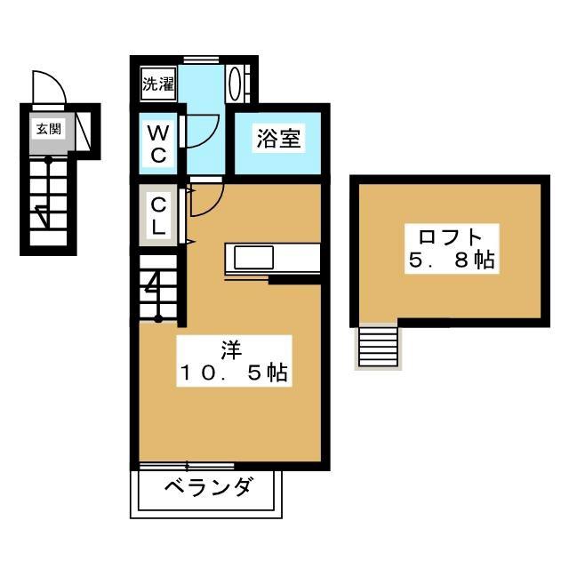 プレズント福生II(ワンルーム/2階)の間取り写真