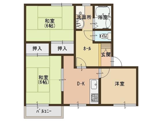 ベル森ノ内(3DK/2階)の間取り写真