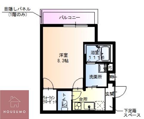 フジパレス新高II番館(1K/1階)の間取り写真