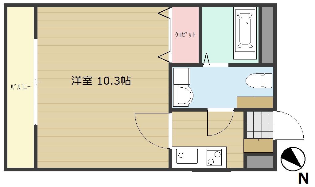 フラゴーラ(1K/2階)の間取り写真