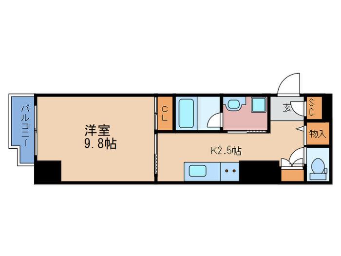 プレミアス梅田(1K/6階)の間取り写真