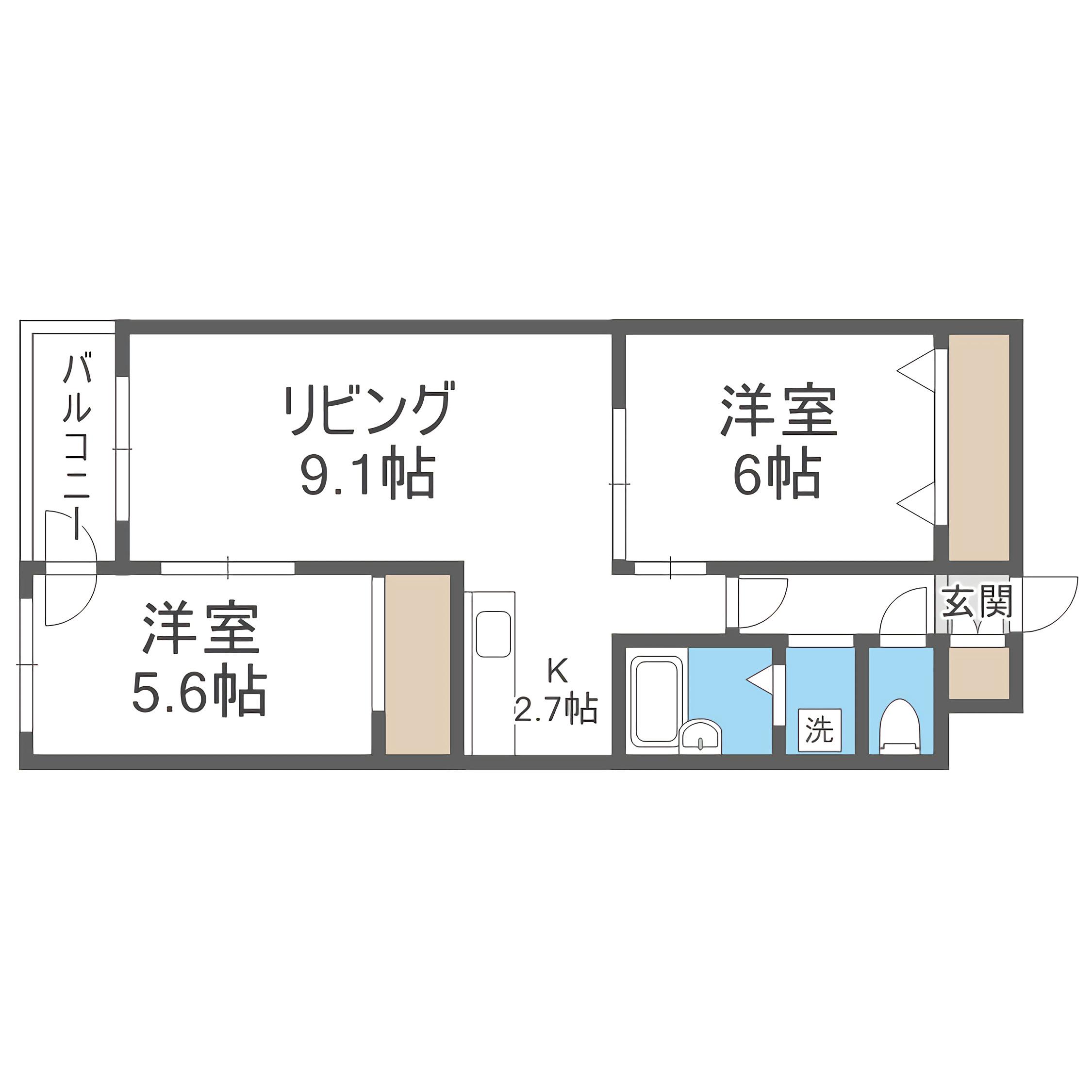 エスパシオ白石(2LDK/3階)の間取り写真
