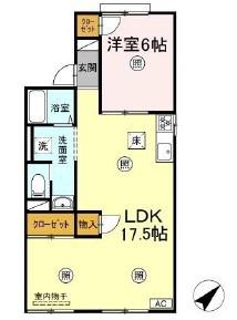 グリーンハイツ三島(1LDK/1階)の間取り写真