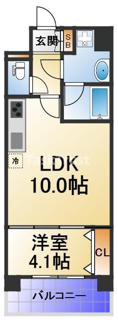 フェリーチェ城北公園(1LDK/6階)の間取り写真