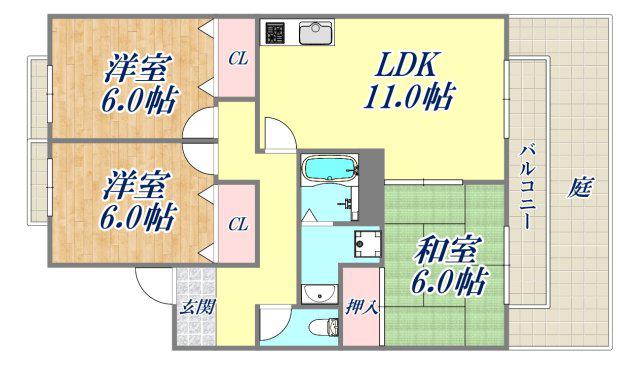 ローズマリータウン(3LDK/1階)の間取り写真
