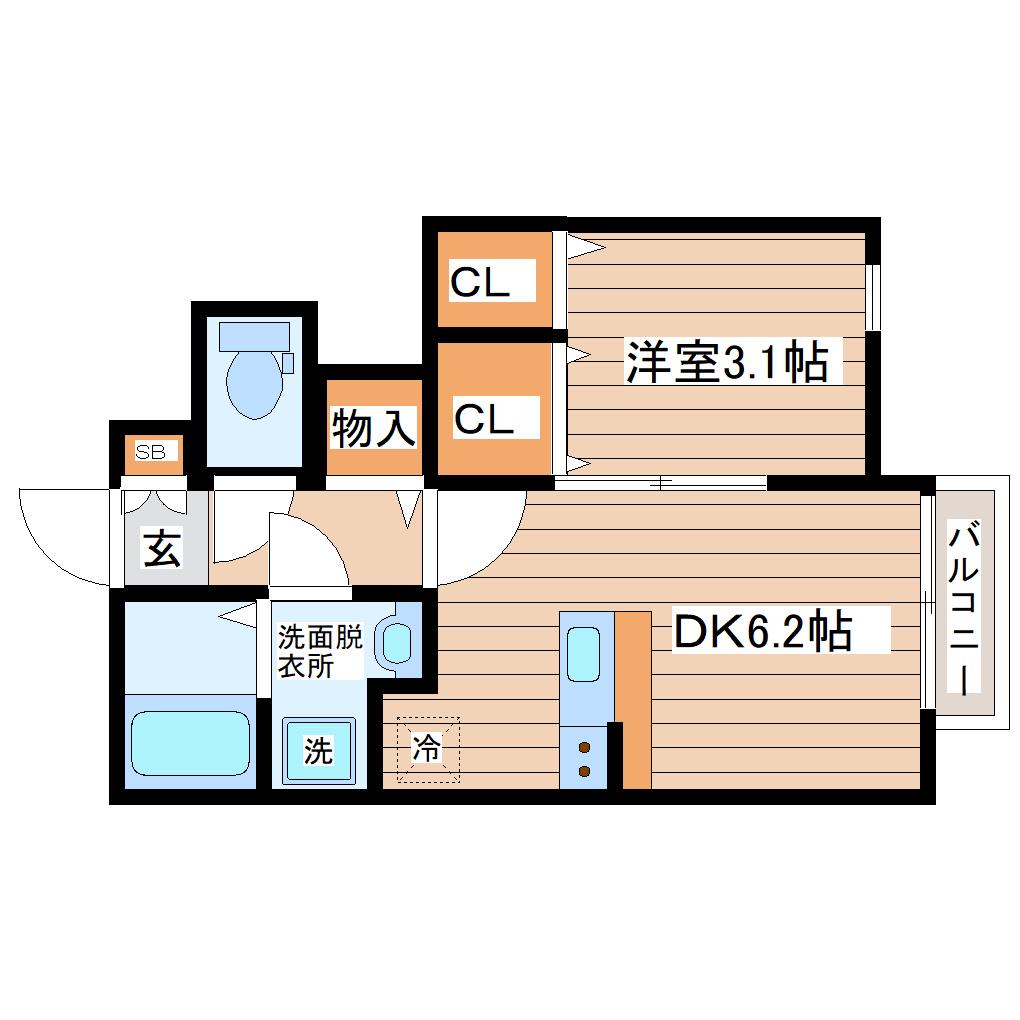 LINK STAGE富沢駅前III(1DK/1階)の間取り写真