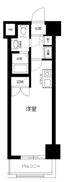 カーサ大井町(ワンルーム/3階)の間取り写真
