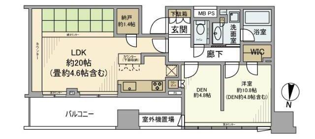 プラウドタワー立川(1LDK/25階)の間取り写真