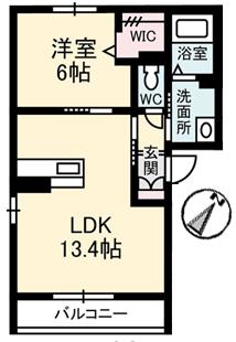 グランベレオ沖野上(1LDK/2階)の間取り写真