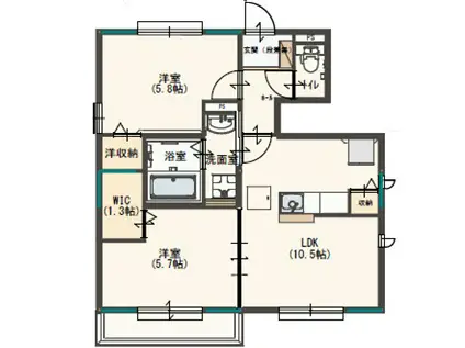ヴィレッタ A(2LDK/1階)の間取り写真