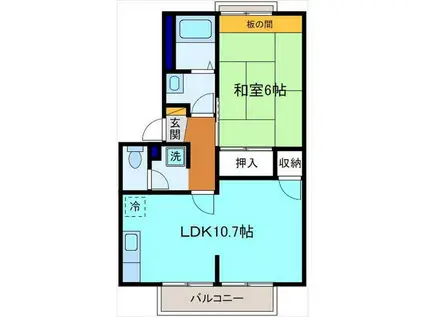 カレッジールII(1LDK/2階)の間取り写真