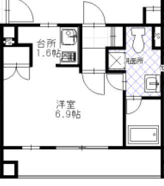 EV付オートロックマンション(1K/4階)の間取り写真