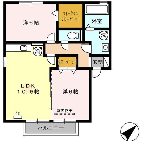 STONE HILLS K(2LDK/2階)の間取り写真