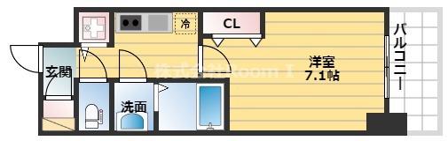 プランドール北浜(1K/11階)の間取り写真