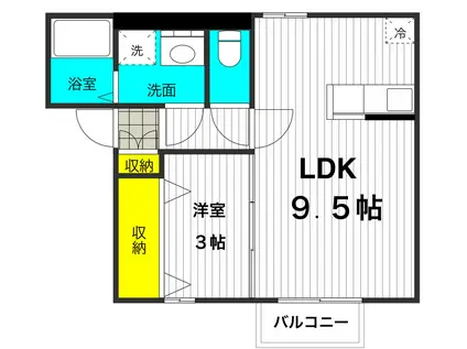 シェソワ四條畷(1LDK/1階)の間取り写真