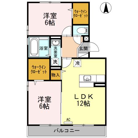 ドミールK(2LDK/3階)の間取り写真