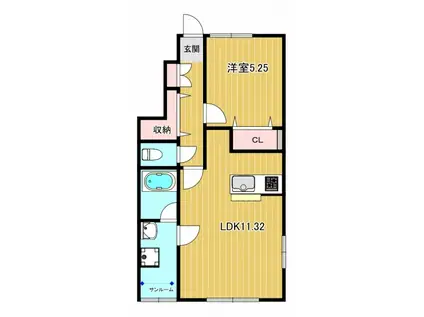 ブルジェオンA(1LDK/1階)の間取り写真