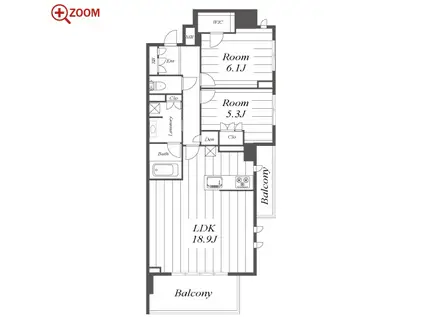 プラウドタワー名古屋伏見(2LDK/6階)の間取り写真