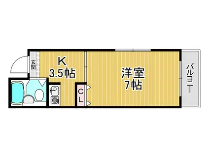 シティハイツ福井(1K/4階)の間取り写真