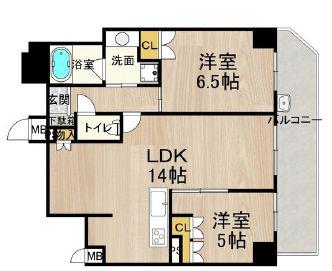 フロンティアタワー日本橋(2LDK/5階)の間取り写真