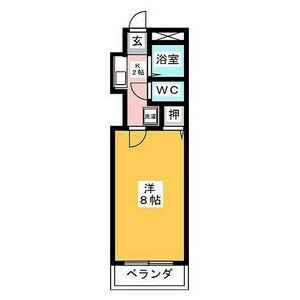 ハッピーヒル(1K/4階)の間取り写真