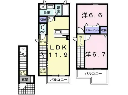 アーバインフォリー(2LDK/2階)の間取り写真