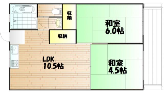 コーポ上中田(2LDK/2階)の間取り写真
