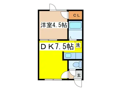 丸松マンションB(1DK/1階)の間取り写真