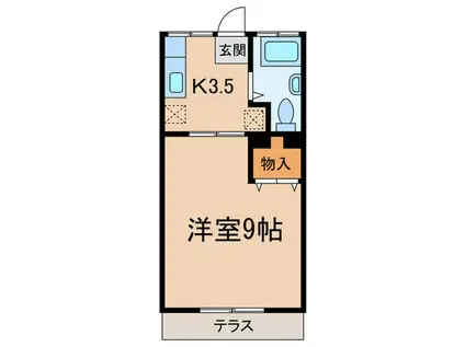 東急東横線 学芸大学駅 徒歩8分 4階建 築56年(1K/1階)の間取り写真