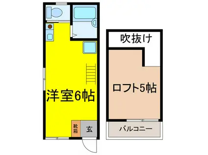 メゾネート上松2(ワンルーム/1階)の間取り写真