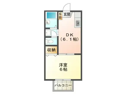 プライムブリリアント(1DK/2階)の間取り写真