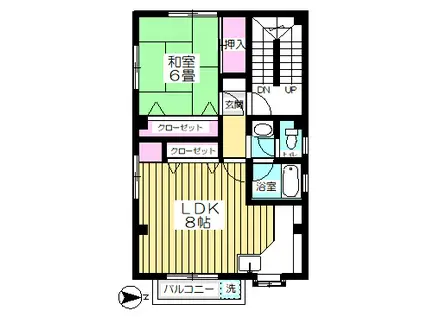 鈴木ビル(1LDK/2階)の間取り写真