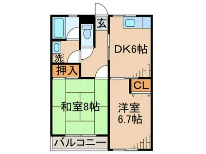 コーポ・ナディア(2DK/2階)の間取り写真