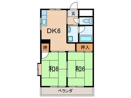 サウスヒルイケダ(2DK/4階)の間取り写真