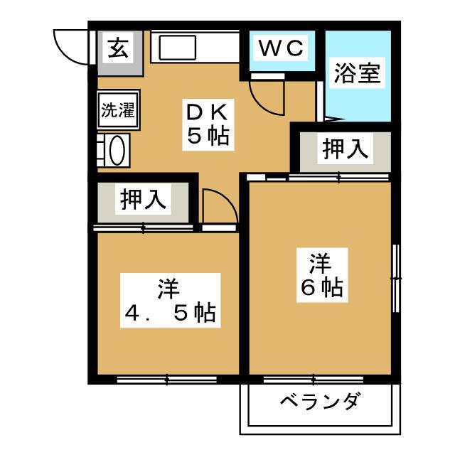 第3リバーハイツ須賀(2DK/1階)の間取り写真