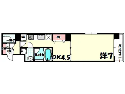 BELLEZZA(1DK/6階)の間取り写真