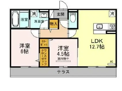 HKハイムII(2LDK/2階)の間取り写真