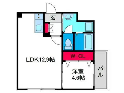 九条ソリティア(1LDK/2階)の間取り写真