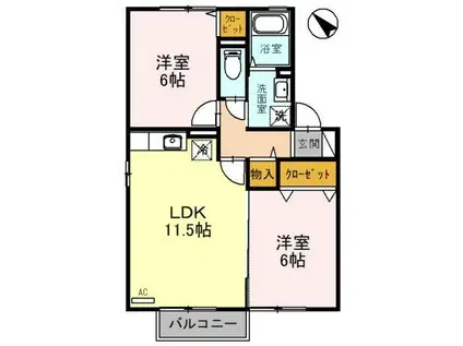 リトル・K A201(2LDK/2階)の間取り写真
