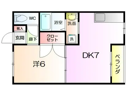 アメニティ昭南(1DK/2階)の間取り写真
