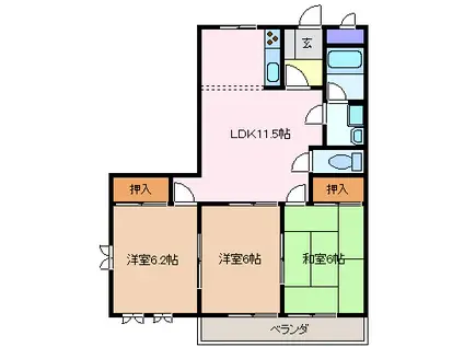 メゾン ソルジェンテ(3LDK/3階)の間取り写真