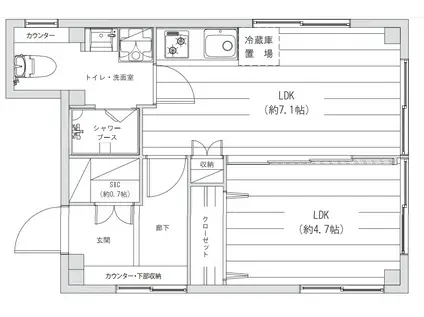 NEIGHBORCITY 六角橋(1LDK/2階)の間取り写真