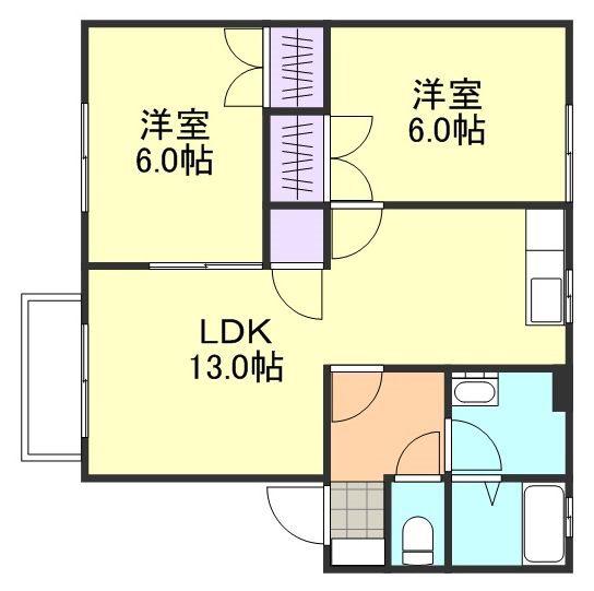 グランシャリオC棟(2LDK/2階)の間取り写真
