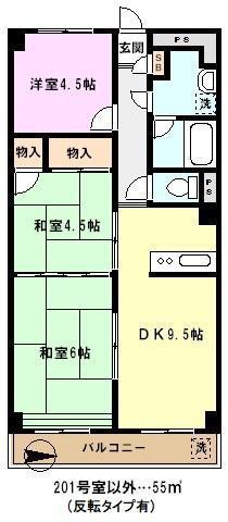 コーポ上大久保(3DK/4階)の間取り写真