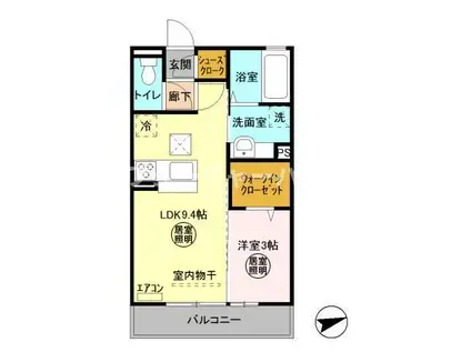 グランソレイユ(1LDK/1階)の間取り写真
