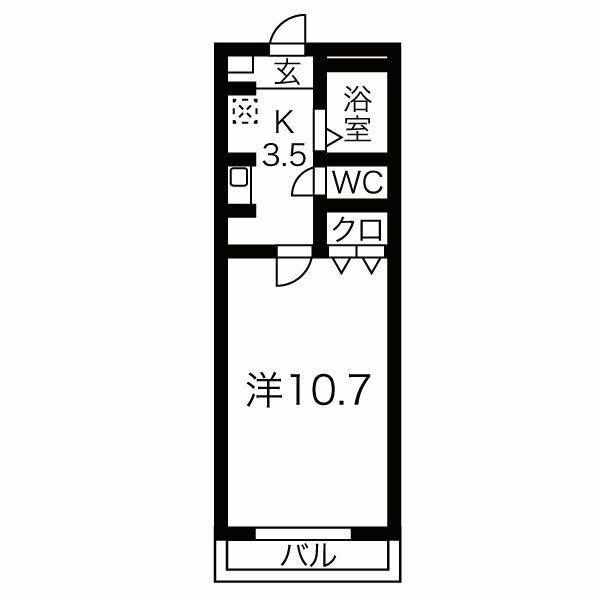 ロイヤルサルビア(1K/1階)の間取り写真